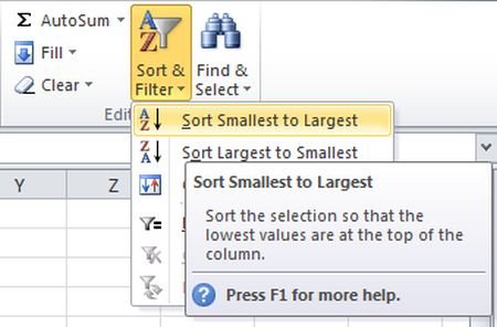 How To Sort Numbers In Ascending Order In Excel 2010
