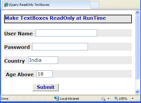 How To Make Input Type Text Readonly Using Javascript