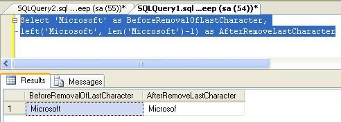 string character last remove sql server 2008