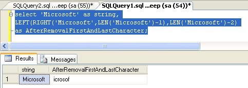 string sql server remove character 2008 last output